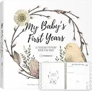 First 5 Years Baby Memory Book Journal - 90 Pages Hardcover First Year Keepsake Milestone Baby Book For Boys, Girls - Baby Scrapbook - Baby Album And Memory Book (WonderLand)