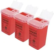 ERINGOGO 3pcs Bucket Waste Can with Flip Open Lid Plastic Needle Box Container Case for Home