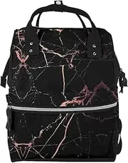 Black rose gold Marble Durable Pañaleras Para Bebe - Versatile Diaper Bag Backpack and Baby Diaper Bag for Moms and Dads, Black, One Size