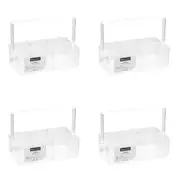 4x Boxsweden 24cm Crystal 4-Compartment Organiser Caddy w/ Folding Handle Clear