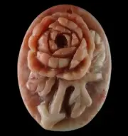 A05602# Hand Carved Cameo Unique Peony Flower Amazonite Pendant Bead Gemstone