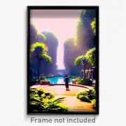 Pixel Art Poster - Valuable Oasis (8 Bit Psychedelic Trippy Video Game Print)