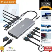 Portable USB C Docking Station - 87W Power Output with Dual HDMI, 14 Ports