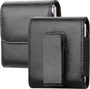 Miimall Flip Phone Holster for Samsung Galaxy Z Flip 6/5/4/3, 360 Rotating Leather Pouch with Belt Clip for Motorola Razr, Razr 50 Ultra Holster Case, Black