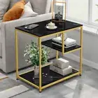 Synergy Luxury Marble Look Side Table Magazine Shelf (Black)