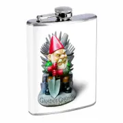 Gnomes D6 Flask 8oz Stainless Steel Hip Drinking Whiskey Folklore Garden Statue