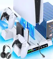 Kytok PS5 Cooling Stand with Controller Charging Station, 3 Levels Cooling Fan