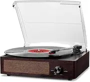 Vinyl Record Player Bluetooth Belt-Driven 3-Speed Turntable, Vintage Retro Record Players Built-in Stereo Speakers