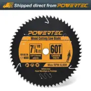 POWERTEC 7-1/4 Inch Circular Saw Blade, 60T, 5/8" APOWERrbor, ATB Carbide Teeth