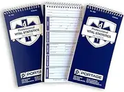 EMT/First Responders Vital Statistics Notebook – 8” x 4” Medical Notebook for Vital Signs and Additional Patient Information – 210 Pages (3 Pack)