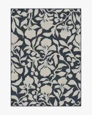 150' x 215' | Machine Washable Runner Rug | Kid & Pet Friendly | Indoor Rug | The Hiltons Flora Ink Blue & Ivory Tufted Rug | Ruggable