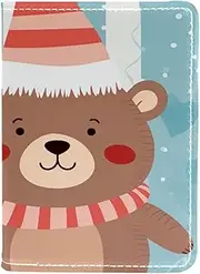 [CWAGFEQZ] Travel Passport Holder,PU Leather Passport Case,Passport Book,Cartoon Bear Winter Balloon