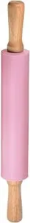 uxcell Silicone Rolling Pins for Baking 17 Inch Wooden Handle Non Stick Rolling Pin Small Roller Play Dough Rolling Pins for Dough Pizza Pastry Fondant Kitchen Baking, Pink