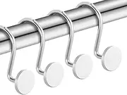 CHICTIE Chrome Shower Curtain Hooks, Rustproof Shower Curtain Rings for Bathroom, Metal Shower Hooks for Shower Curtain Rod, Modern Decorative Shower Curtain Hangers Set of 12, Round Heavy Duty Design