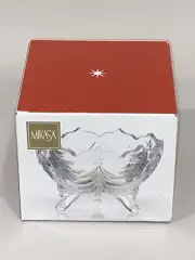 Mikasa Holiday Evergreen Emerald Footed 6" Bowl Crystal Glass Winter Christmas