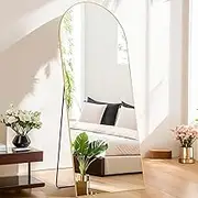 Mirror Full Length, 64"x21" Arched Full Body Mirror with Stand Aluminum Alloy Frame & Shatter-Proof Glass, Free Standing Leaning Floor Mirror Hanging Wall Mounted Mirror for Bedroom Cloakroom