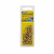 Zenith 6G x 20mm Brass Plated Hinge-Long Threads Countersunk Head Timber Screws