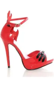ADULT WOMENS DEVIL VAMPIRE RED HIGH HEEL COSTUME SHOES FANCY DRESS HALLOWEEN