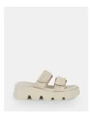 [Novo Shoes] Brennan Slide Sandals in Metallic Raffia