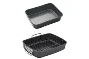 MasterPro Non Stick Deep Roasting Pan and Pan with Rack Baking Set Cooking Dish
