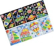 Kisangel 8pcs DIY Mosaic Sticker Art Crafting Supplies Stickers Astronaut Spaceship Alien UFO Sailing Boat Hot Air Balloon Airplane Fun and Safe Creative Activity