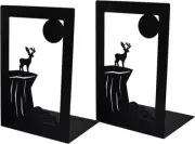 Enyuwlcm Metal Bookend Decorative Book End Shelves Holder with Black Deer