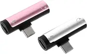 QUMIIRITY 2pcs Type C to Audio Adapter Dual Function Headphone and Charger Connector Compatible with Xiaomi for Music Calls Gaming