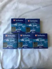 5 X Verbatim Datalife 3.5" Floppy Disks 10 Pack MF-2HD 1.44MB IBM New