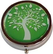 Tree of Life Round Silver Three Compartment Pocket/Purse/Travel Pill Box Case