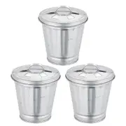 Mini Metal Waste Containers, Efficient Trash Cans with Covers for Small Areas Silver 9.50X9.00X9.00CM