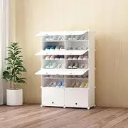 Portable Shoe Storage Plastic Cube Storage Tower Shelves for Storage Shoe Cabinet Shoe Rack (2 Row of 8-Layer)