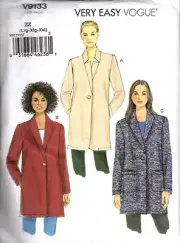 Very Easy Vogue V9133 Misses L to XXL Unlined Jackets Uncut Sewing Pattern