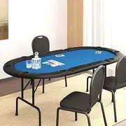 VRAXO 10-Player Folding Poker Table Blue 206x106x75 cm -28.55KG,80403