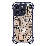 iPhone 16 Pro Ultra Bounce Case MagSafe Compatible FACE MOSAIC SKETCH 4 DARK SKIN IPHONE, ABSTRACT MINIMAL PEOPLE MEN ILLUSTRATION COOL DAD By Ebi Emporium