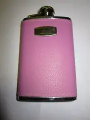 NEW STAINLESS STEEL & PINK FLASK 3.5 OZ MONOGRAMMED "SUE"