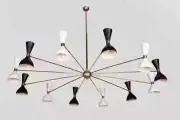 MID,CENTURY DIABOLO LIGHT MODERN ITALIAN STILNOVO SPUTNIK BRASS CHANDELIER LAMPS