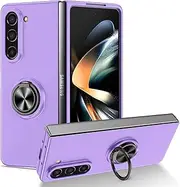[YOUULAR] Folding Mobile Phone Case Compatible with Samsung Galaxy Z Fold 5 5G,[Support Car Holder] Skin Feel Oily Spray Paint Shockproof Protective Phone Cover for Samsung Z Fold5 Cases Purple