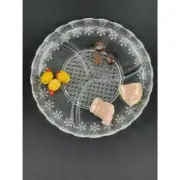 2 Glass Breakfast Serving Plate with 3 Compartments