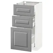 METOD base cabinet with 3 drawers, white Maximera/Bodbyn grey, 40x37x80 cm