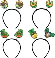St. Patricks Day Headbands,4Pcs Irish Green Headbands,Green Clover Headband, Green Hair Rings Headwear for St. Patrick's Day Parties Photos Booth