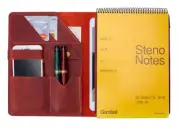 notebook iPad cover jacket pen Holder file folder bag cow Leather red W864