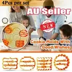 1/4PC Cookie Molds With Good Wishes Cookie Molds For Baking Biscuit Cutters AL