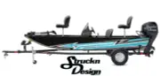 Cyan Blue Lightning Zig-Zag Black Fishing Boat Wrap Abstract Fish Decal US Vinyl