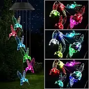 Solar Lights,Outdoor Waterproof Wind Chimes,Romantic Solar Powered Hummingbird Wind Chimes,Home,Yard,Balcony,Outdoor,Garden Decor,Gifts for mom Sister/Grandmother/Women,Christmas,Birthday Gifts