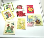 Vtg Thank You Cards Flowers Cottagecore Ephemera Junk Journal Crafting Lot of 20
