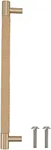 2Pcs Cabinet Door Handle,Hole Centre 224Mm Modern Cabinet Pitch Leather Brass Light Luxury Cupboard Bar Pull Handle for Home Wardrobe Drawer (Beige)