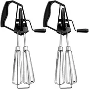 LEDON Manual Stainless Steel Hand Whisk – Rotary Egg Beater & Dough Mixer with Ergonomic Handle – Non-Electric Whipping Tool for Baking, Batter, Cream, Camping & Kitchen Use – 6.5x25.5CM (2)