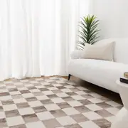 Brand Ventures Jade Checkers Cream Brown Rug