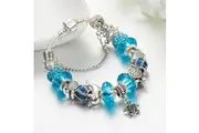 Pandora Inspired Full Set Beaded Charm Bracelet - Blue