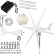 YHOZHUT Wind Turbine 100W / 200W / 300W Horizontal Home Wind Generator 12V / 24V 6 Blades Auto Adjust Windward Direction, with Controller and 3-Phase AC Permanent Magnet Generator for Home,300w,12V